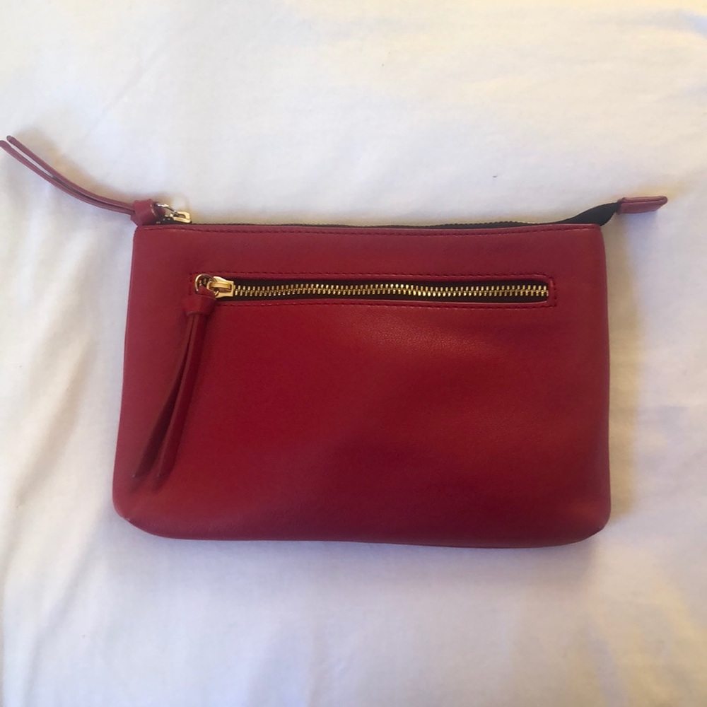Double Zipper Red Clutch